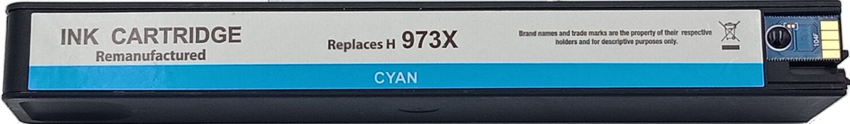 KATRIZ® huismerk  973XL Cyaan voor | Pagewide 352dw/ MFP 377dw/dn / Pro 452dw/dn /MFP 477dw/dn / MFP 552dw / MFP 577dw/Z /de Managed P55250dw / MFP P57750dw  | 1 stuk